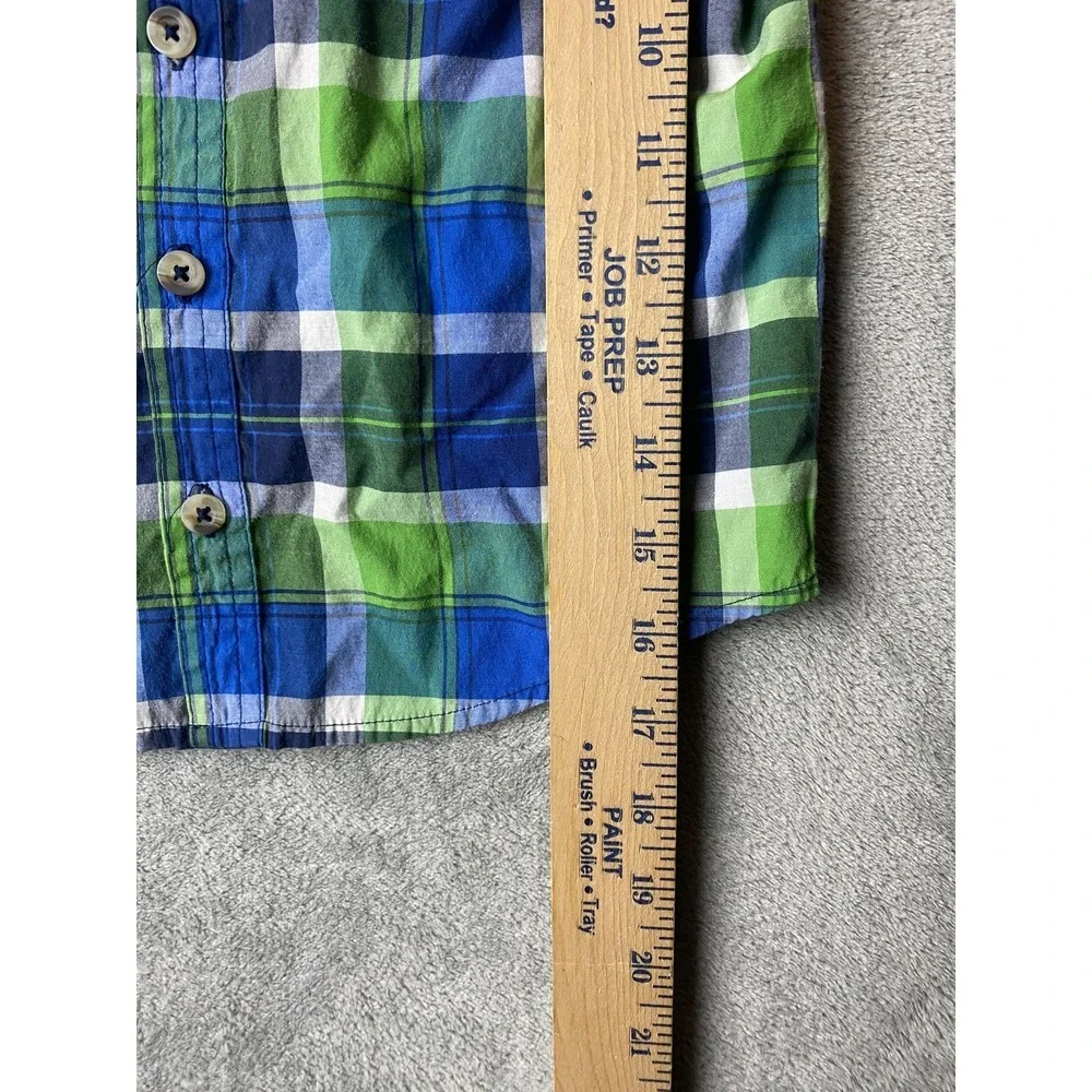 Ruff Hewn Boys 5 Plaid Short Sleeve Shirt Green Blue